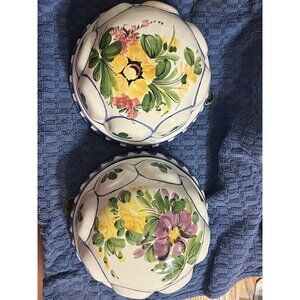 Italian Ceramiche ABC BASSANO Hand Painted Floral Mold, Wall Hanging Vintage